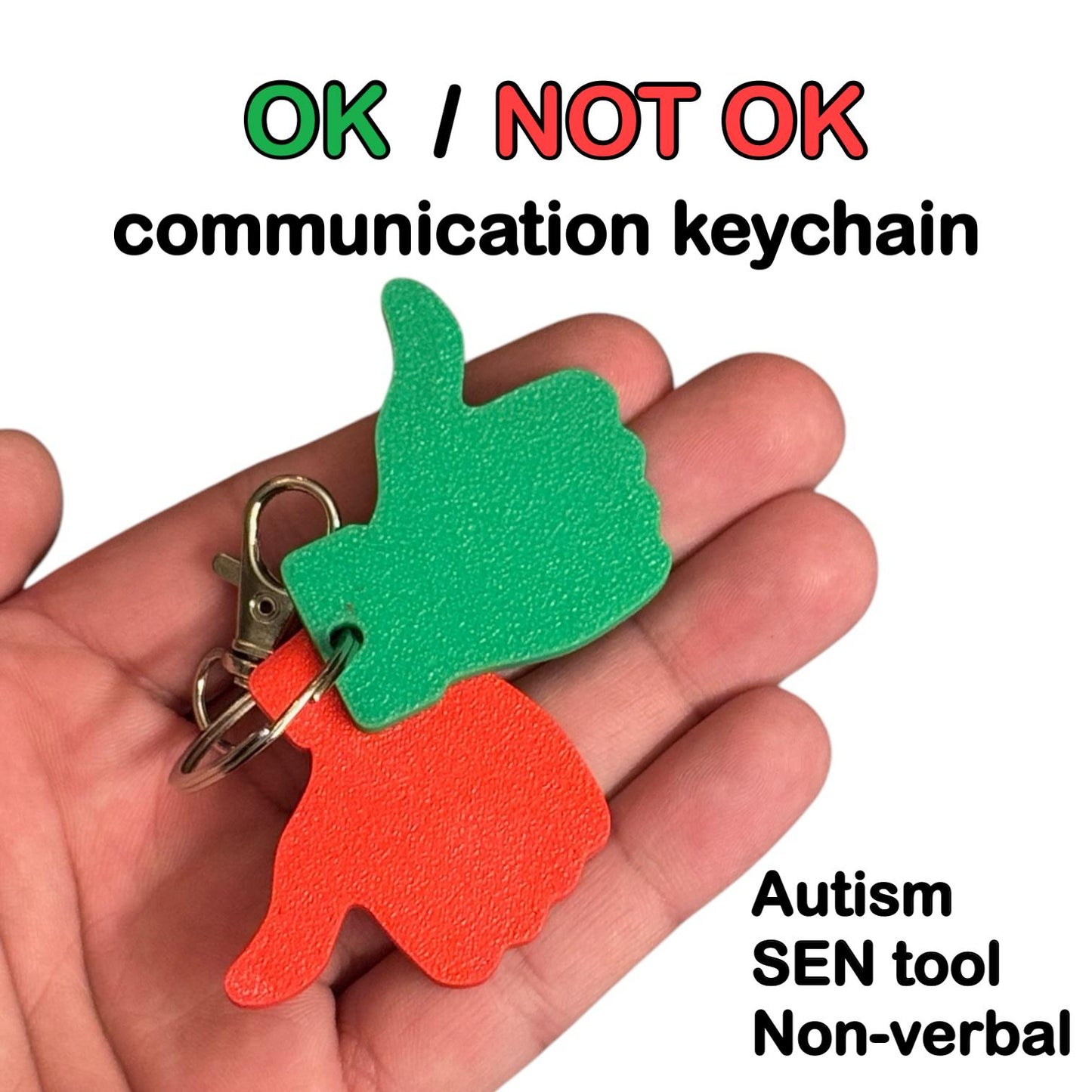 Thumbs Up/Down Communication Keychain
