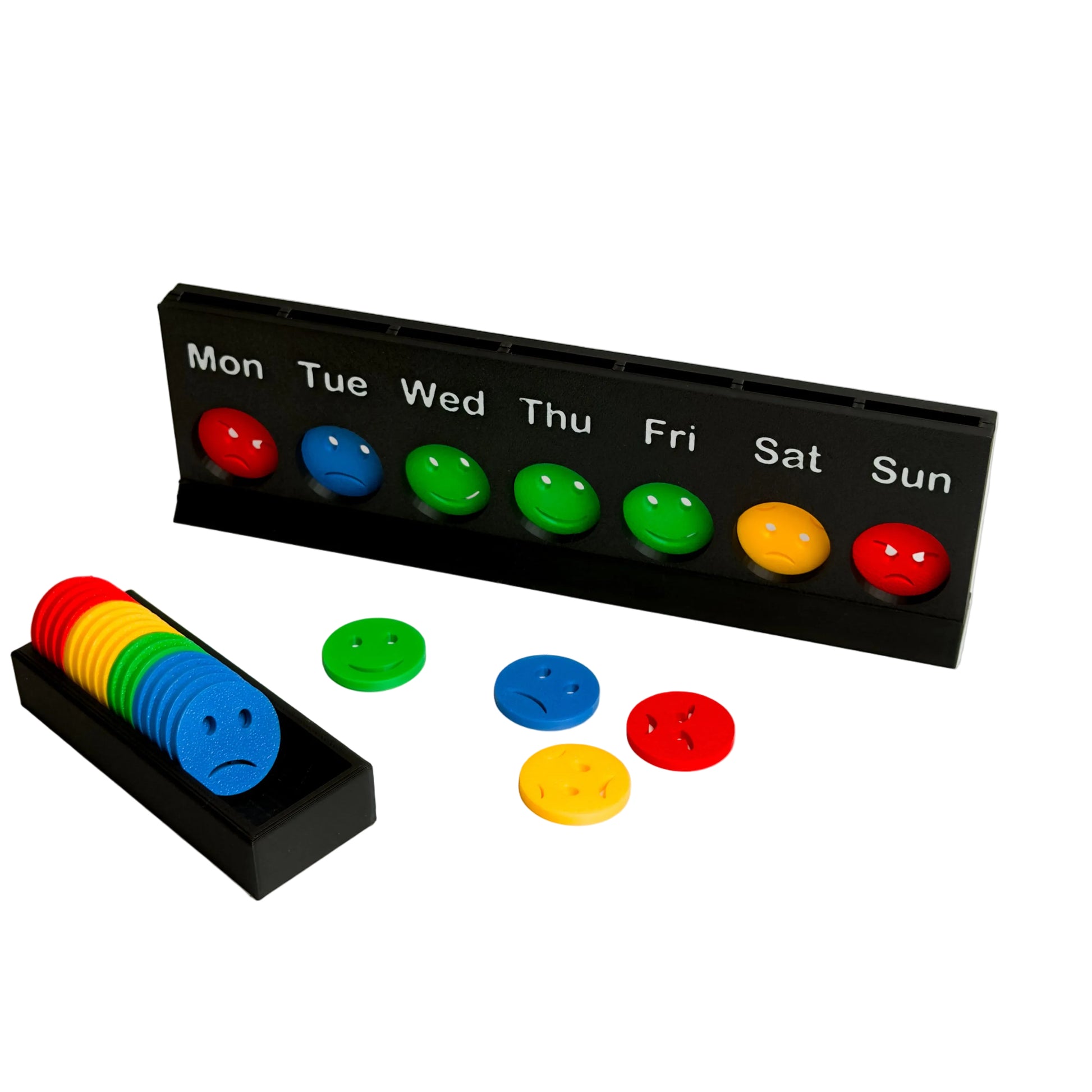 Weekly emotional regulation tracker for SEN children with autism and ADHD using colour coded emotion discs to support feelings and behaviour